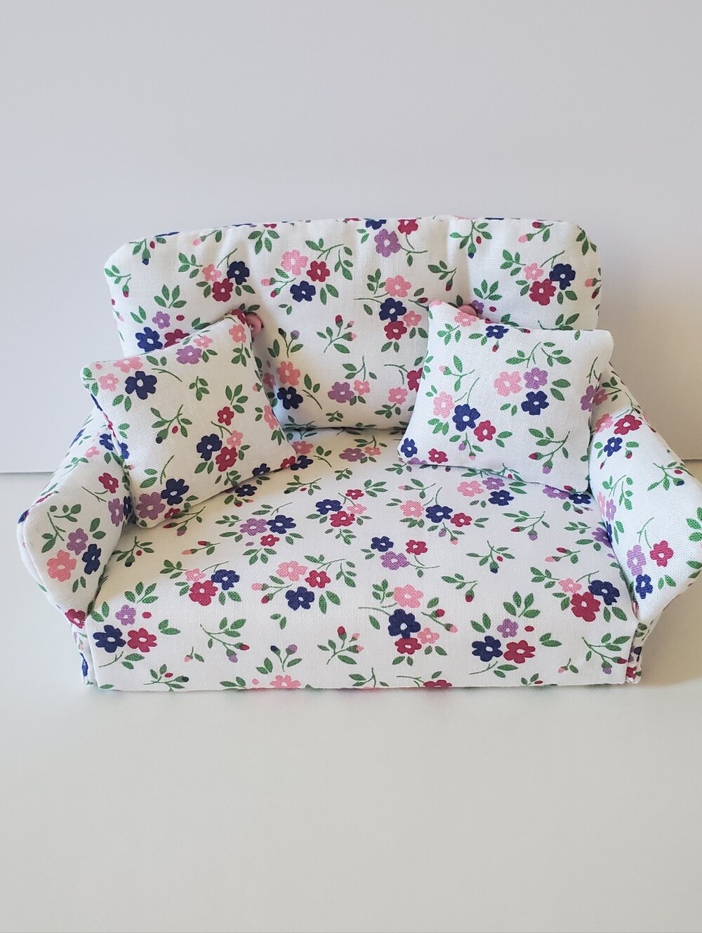 Miniature Dollhouse 1:12 Scale Sofa Blue Pink Ditsy Floral Maileg